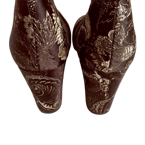 Ankle Boots, Size 10M Boot, Franco Sarto Black Gold Olympia Floral Ankle Boots - Picture 6 of 13